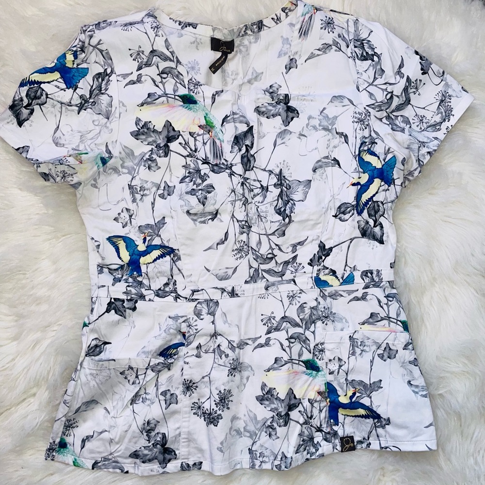 Jaanuu Nursing Peplum Scrub Top J96003 Women's Size Medium